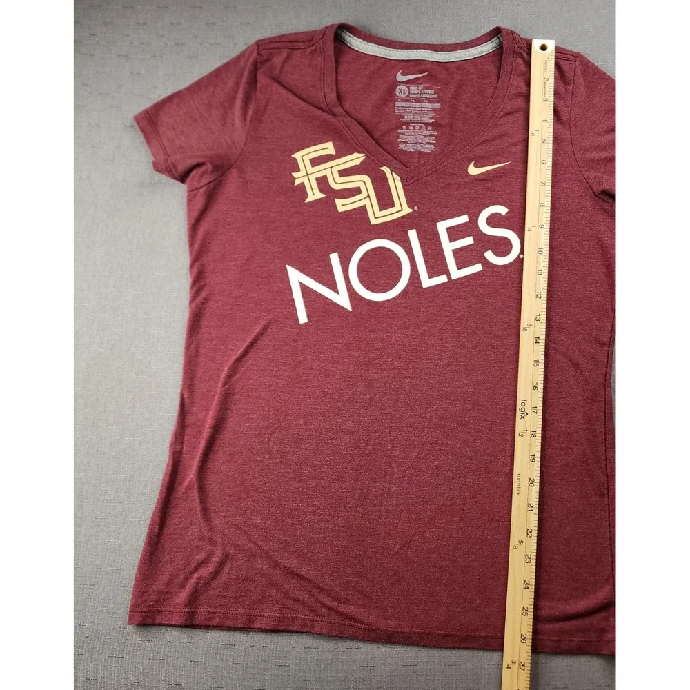 Nike Florida State Seminoles FSU V Neck T Shirt Burgundy Gold Noles XL Slim Fit